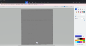 Screenshot of the blueprint for the 3D-print of a card for a braille version of the game Tabu in German. It shows one word on the top: Candy (Bonbon). And four words on the bottom: a sweet (Süßigkeit), sugar free (zuckerfrei), to buy (kaufen), and to suck (lutschen).